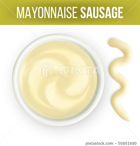 Mayonnaise Sauce In Dip Bowl And Splash Vector 50801680