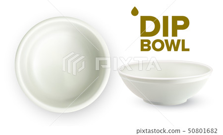Empty White Ceramic Dip Bowl For Sauces Vector 50801682