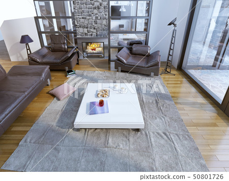 Modern living room with leather sofas 50801726