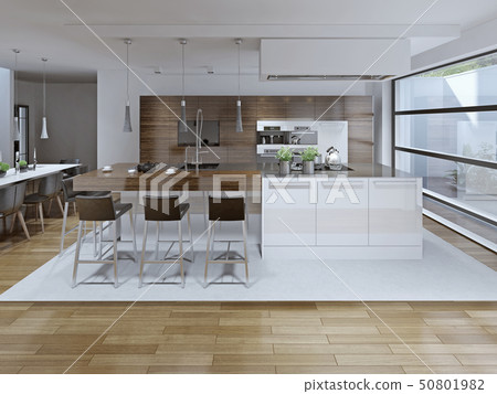 Interior View Of Luxury Kitchen And Dining Room 50801982