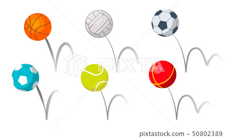 Bounce Balls Sport Playing Equipment Set Vector 50802389