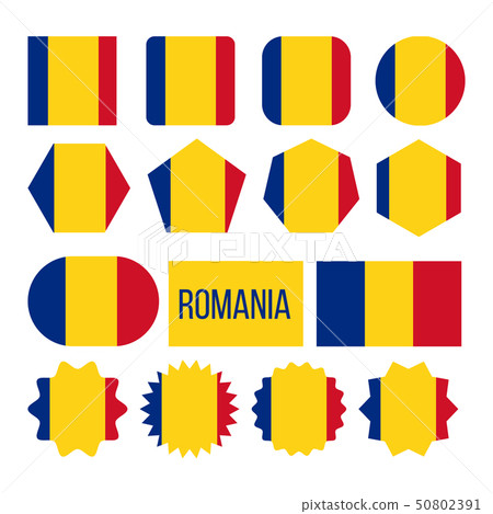 Romania Flag Collection Figure Icons Set Vector Romania Flag Collection Figure Icons Set Vector 50802391