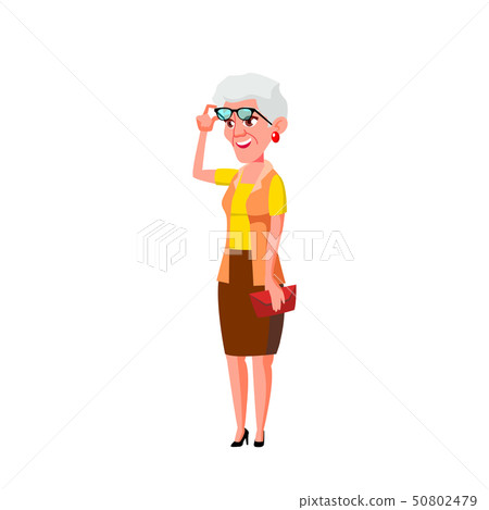 Caucasian Old Woman Vector. Elderly People. Senior Person. Isolated Cartoon Illustration Caucasian Old Woman Vector. Elderly People. Senior Person. Isolated Cartoon Illustration 50802479