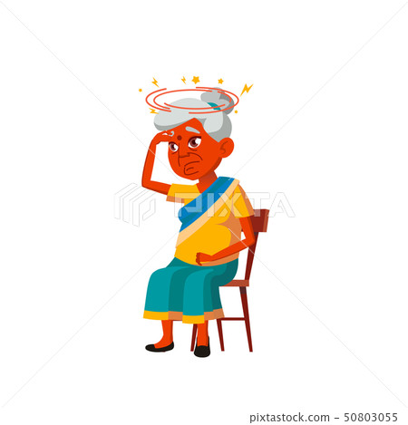 Indian Old Woman Vector. Elderly People. Senior Person. Isolated Cartoon Illustration 50803055