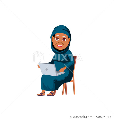 Arab, Muslim Old Woman Vector. Elderly People. Senior Person. Isolated Cartoon Illustration 50803077