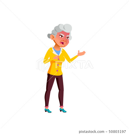Asian Old Woman Vector. Elderly People. Senior Person. Isolated Cartoon Illustration 50803197