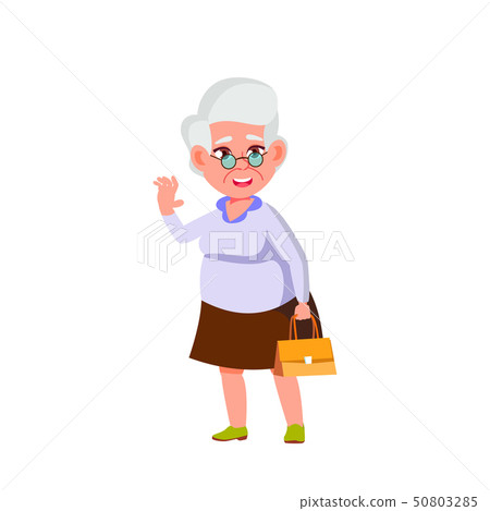 Caucasian Old Woman Vector. Elderly People. Senior Person. Isolated Cartoon Illustration 50803285