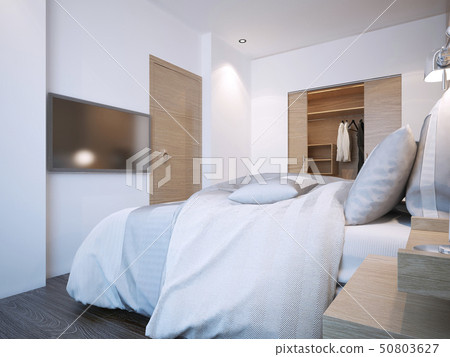 Minimalist hotel bedroom design 50803627