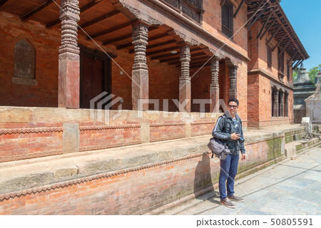 An asian man tourist enjoy viewing historic An asian man tourist enjoy viewing historic 50805591