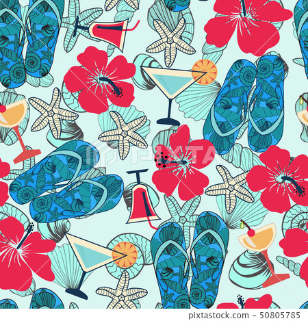 Decorative Seamless pattern with sea elements. - Stock Illustration ...