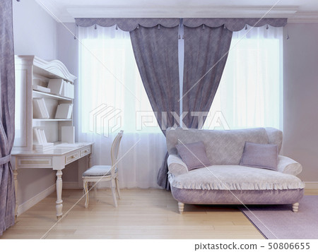 Sofa and desk in bedroom 50806655