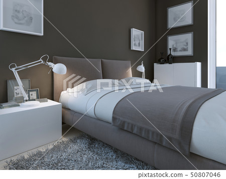 Luxury bedroom with dark walls Luxury bedroom with dark walls 50807046