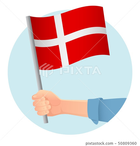 Denmark flag in hand icon Denmark flag in hand icon 50809360