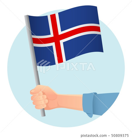 Iceland flag in hand icon Iceland flag in hand icon 50809375