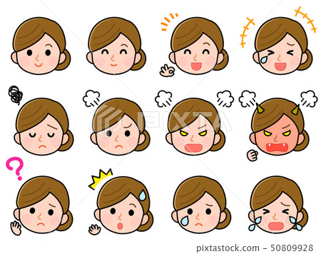 Female Housewife Facial Expression Variation - Stock Illustration ...