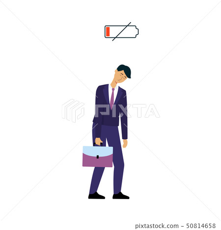 Businessman discharged and low energy scale icon flat vector isolated on white. 50814658