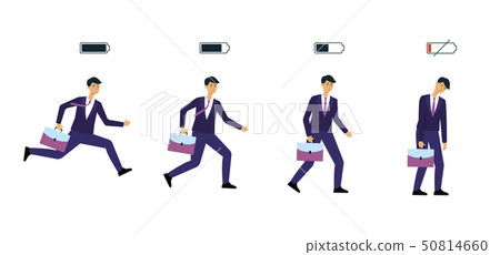 Men with battery indicators to show energy level vector icons isolated on white. Men with battery indicators to show energy level vector icons isolated on white. 50814660