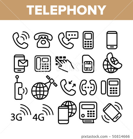 Global Telephony System Linear Vector Icons Set Global Telephony System Linear Vector Icons Set 50814666