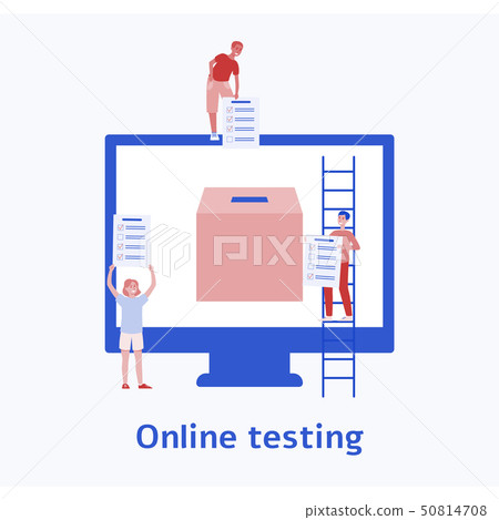 Voting people and computer screen flat vector illustration isolated on background. 50814708