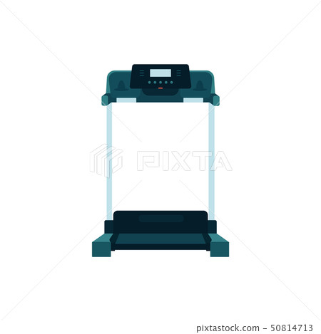 Front view of treadmill with electronic screen monitor flat cartoon style 50814713