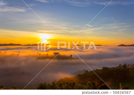 Beautiful Sunrise and the mist at thailand Beautiful Sunrise and the mist at thailand 50816567