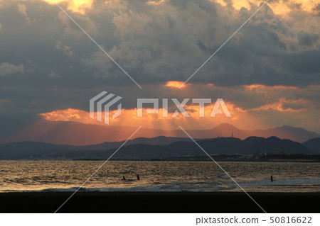 Mountains and sunset views from the Suganuma coast Japan 50816622
