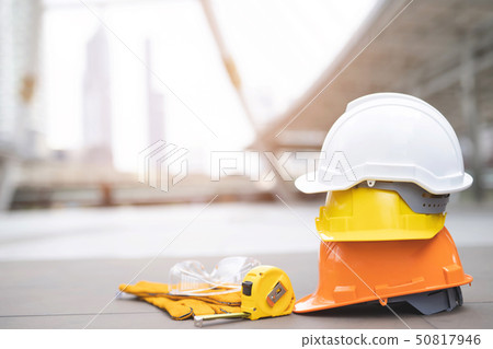 orange yellow and white hard safety wear helmet 50817946