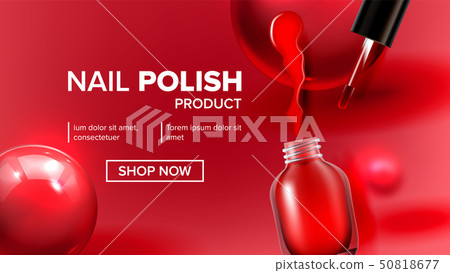 Red Nail Polish Product Vial Landing Page Vector 50818677