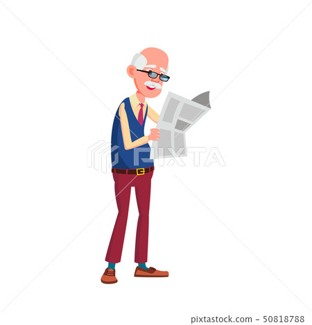 European Old Man Vector. Elderly People. Senior Person. Isolated Cartoon Illustration 50818788