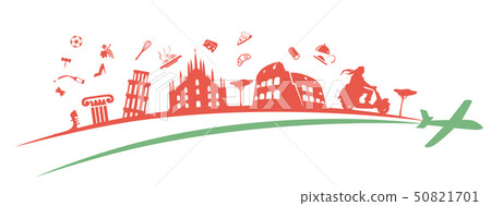 italian flag symbol element with aeroplane. vetcor italian flag symbol element with aeroplane. vetcor 50821701
