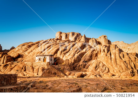 Egyptian mountains and old small hut with bly sky Egyptian mountains and old small hut with bly sky 50821954