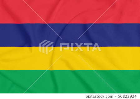 Flag of Mauritius on textured fabric. Patriotic 50822924