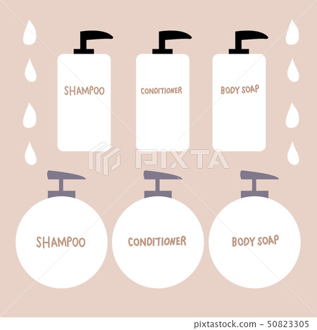 Vector set of fashionable shampoo bottles Vector set of fashionable shampoo bottles 50823305