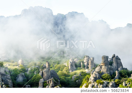 Misty mountain in Crimea, Russia 50823834