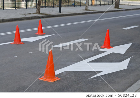 Making road surface markings on a driveway in the Making road surface markings on a driveway in the 50824128