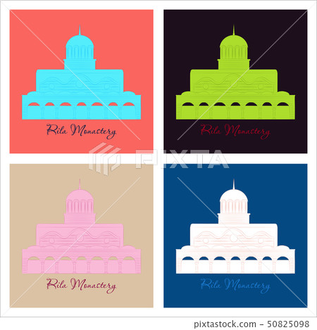 Rila Monastery in Bulgaria. Flat cartoon style historic sight showplace attraction web site vector 50825098