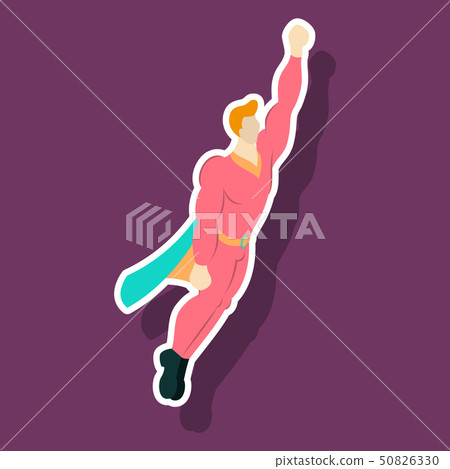 Superhero cartoon icon with superman on background isolated sticker illustration Superhero cartoon icon with superman on background isolated sticker illustration 50826330