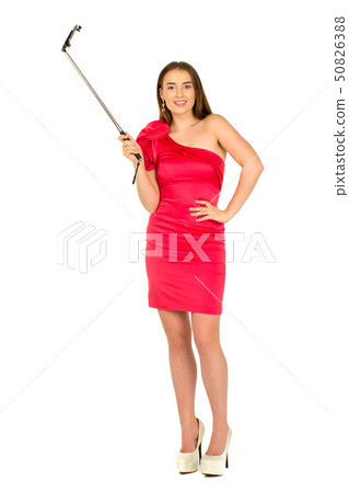 Beautiful woman in red dress with beautiful body Beautiful woman in red dress with beautiful body 50826388