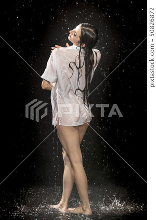 naked woman in wet shirt naked woman in wet shirt 50826872