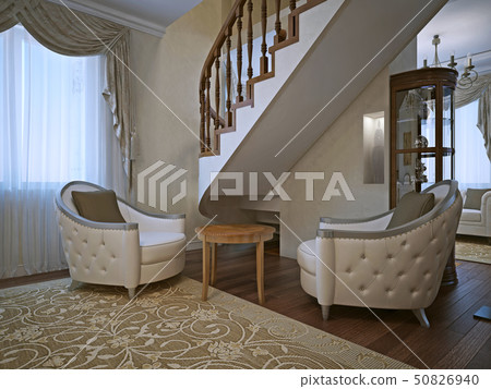 Weathered grey linen cotton armchais in lounge Weathered grey linen cotton armchais in lounge 50826940