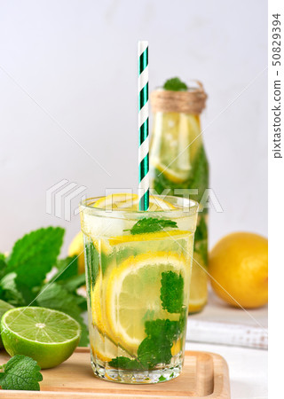 cold drink of fresh lemons, lime, mint green and cold drink of fresh lemons, lime, mint green and 50829394