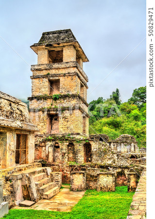 The Palace at the Maya Archeological Site in Palenque, Mexico 50829471