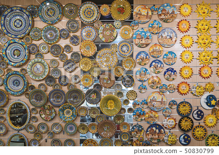 Showcase in glass and ceramics shop 50830799