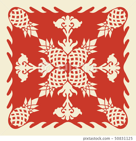 Hawaiian quilt pattern (red) plant | background illustration texture | summer image vector data 50831125