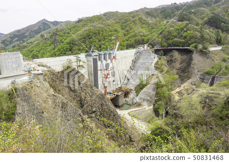 群馬縣吾妻郡長野原町八幡水壩建築工地 照片素材 圖片 圖庫