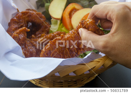 Fried fish and vegetables 50831789