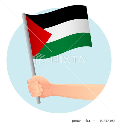 palestine flag in hand palestine flag in hand 50832368