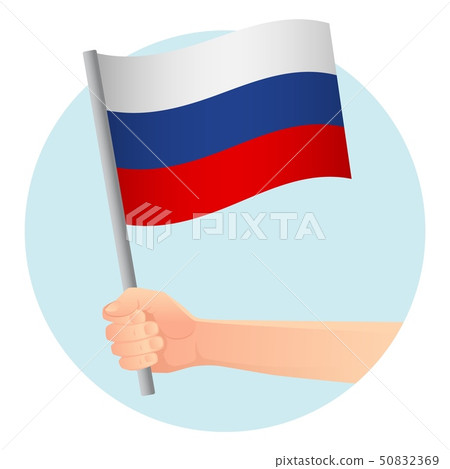 russia flag in hand 50832369