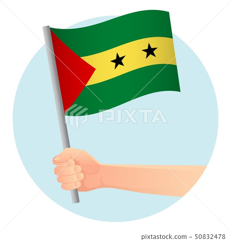 Sao Tome and Principe flag in hand Sao Tome and Principe flag in hand 50832478