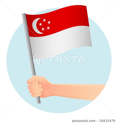 Singapore flag in hand 50832479